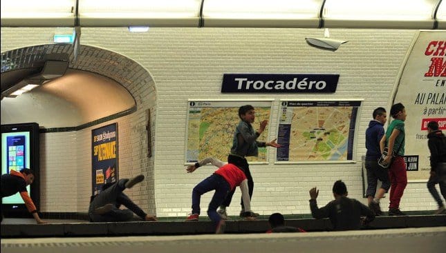 PARIS, FRANCE - APRIL 21: Gang of Pickpockets in Paris, tourists robbed by children are photographed by Paris Match. Up 11% in 2012, the number of robberies exploded in Paris. Most are committed by children from the Eastern countries, often exploited by networks on April 21, 2013 in Paris, France. (Photo by Eric Hadj/Paris Match via Getty Images)