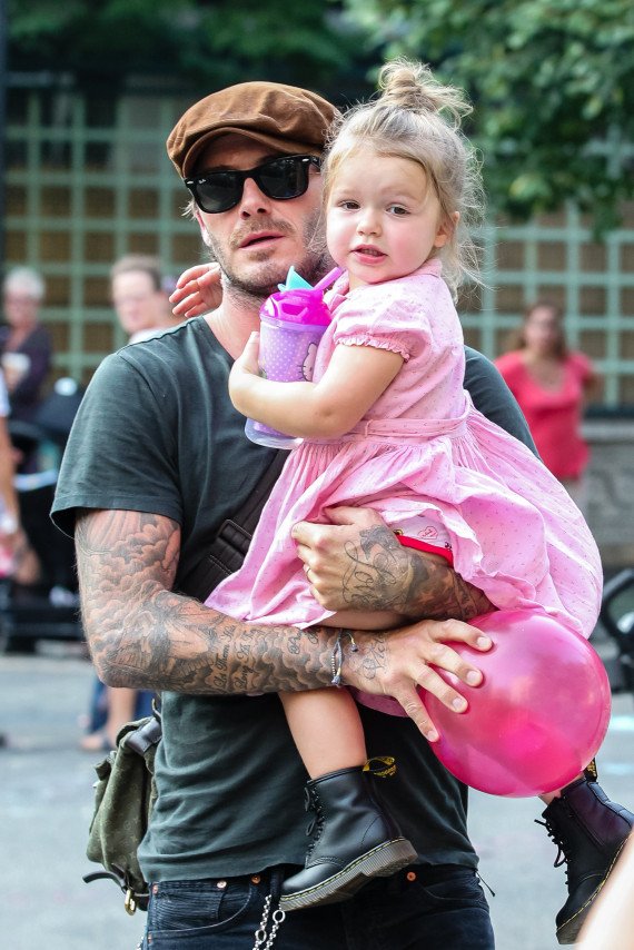 David Beckham and daughter Harper at the playground in SoHo in New York City
