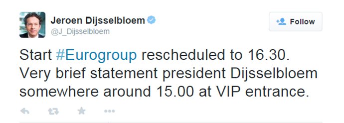 Ντάισελμπουμ - tweet - Eurogroup - rescheduled Ντάισελμπουμ - tweet - Eurogroup - rescheduled
