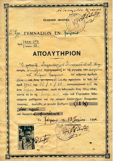 Το απολυτήριο Γυμνασίου του