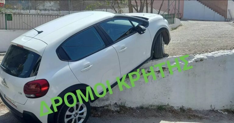 Χανιά: Στον “αέρα” αυτοκίνητο μετά από απίστευτο ατύχημα
